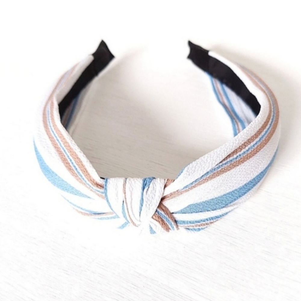 Laura Headband - White Blue & Khaki